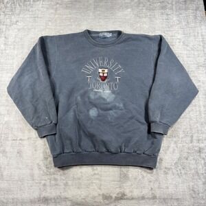 University of Toronto Sweatshirt Mens Large Grey Vintage Embroidered Collegiate